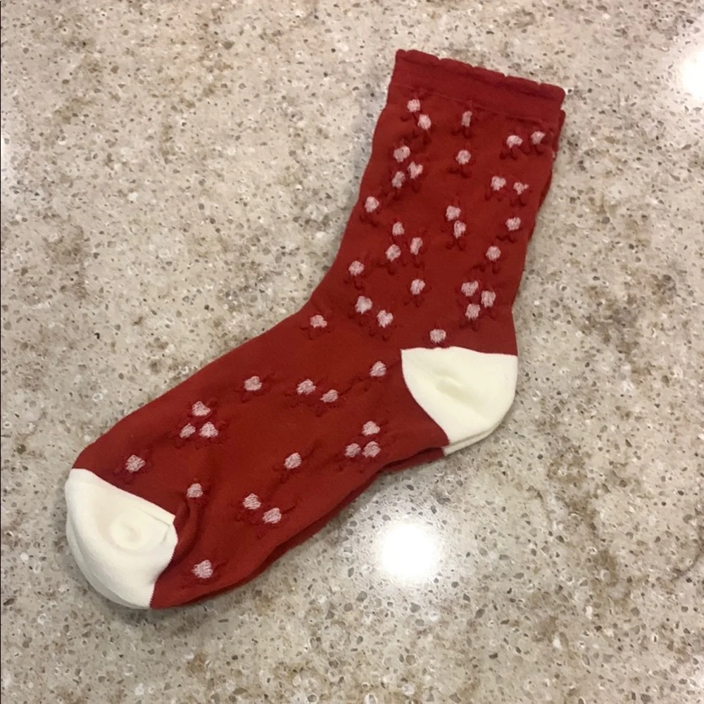 NWOT AGYH Chinese New Year Red Cotton Socks with Three-Dimensional Pattern OS